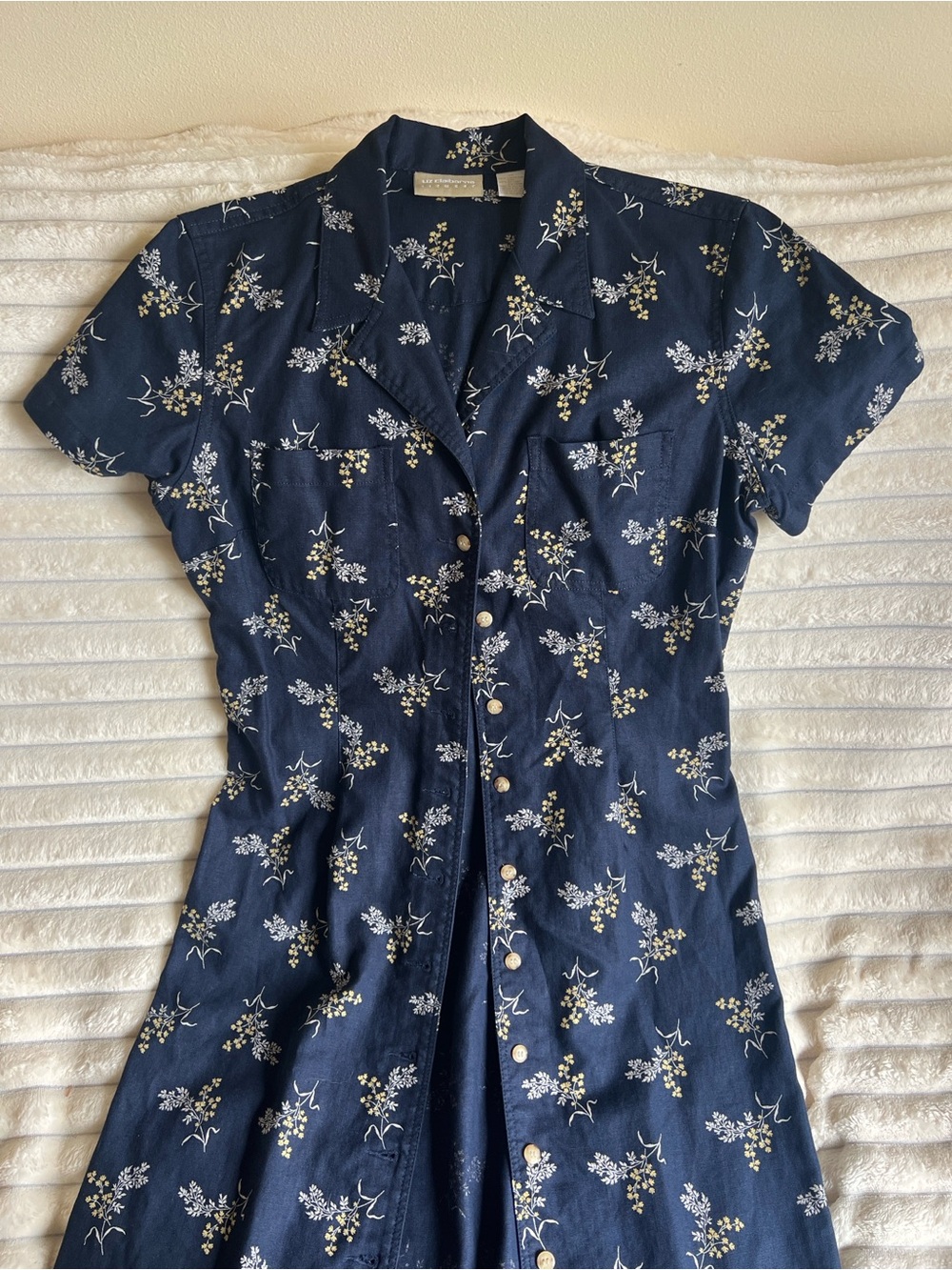 Liz Claiborne Navy Blue Floral Maxi Dress